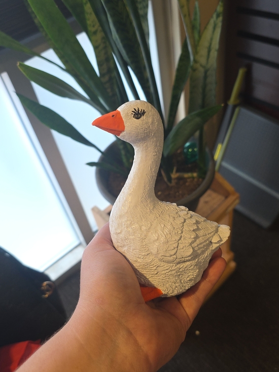 PorchaGeese Other - White Decorative Desk Goose Figurine with Orange Beak and Feet - Home Accent